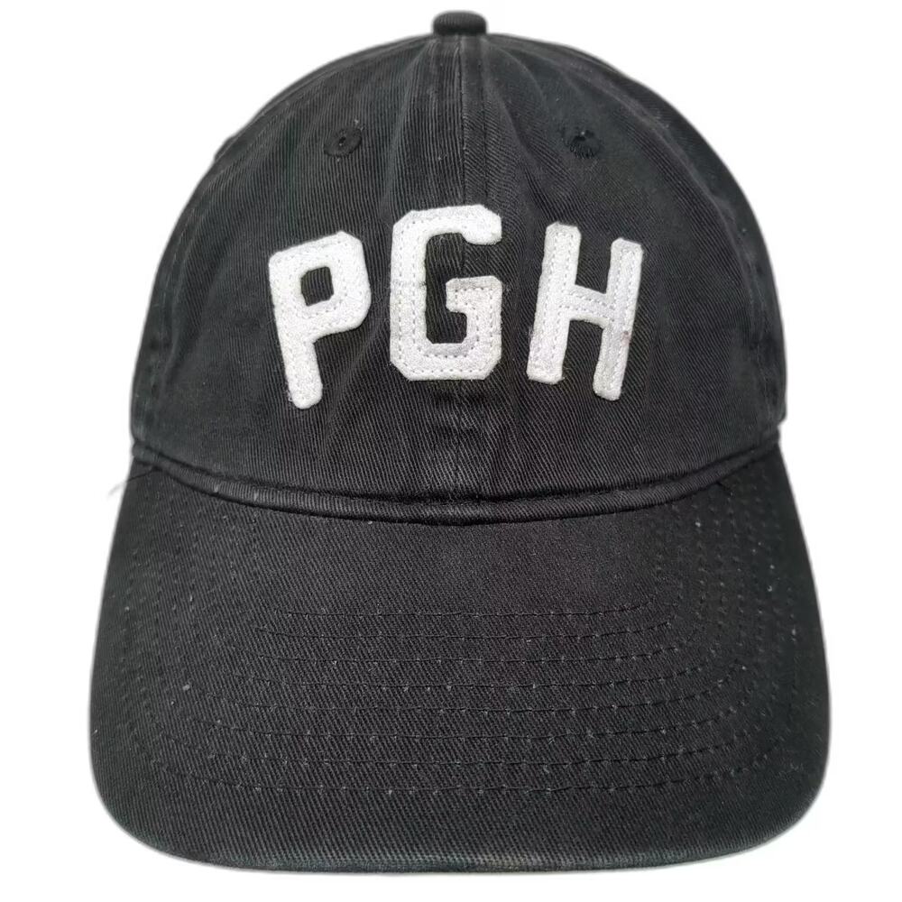 Steel City PGH Embroidered Baseball Cap Black White OS Slideback Adjustable Hat